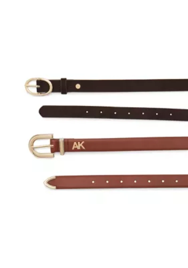 Leather and Suede Belts - Set of 2