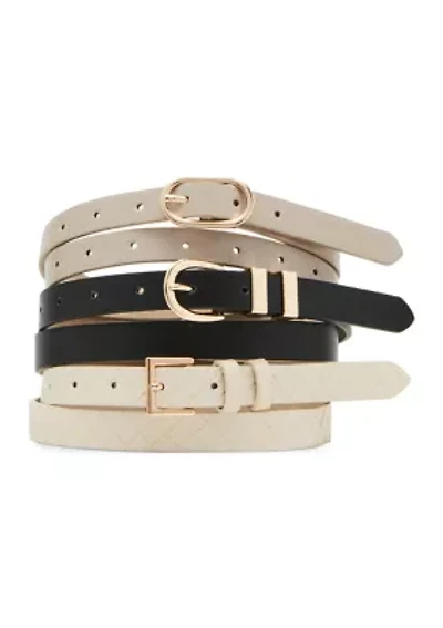 3 for 1 Crocodile and Embossed Belt Set