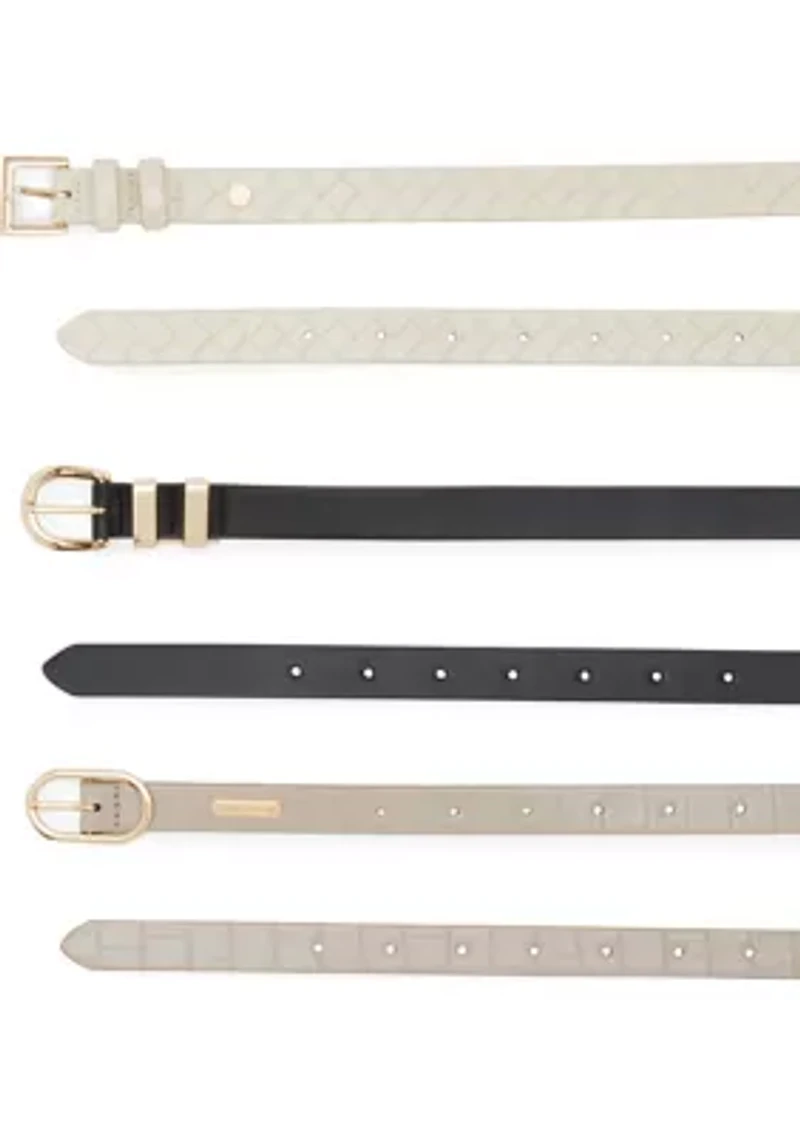3 for 1 Crocodile and Embossed Belt Set