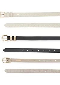 3 for 1 Crocodile and Embossed Belt Set