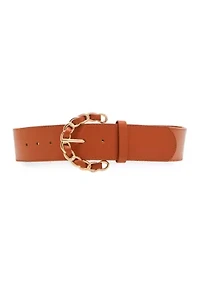 Chain Link Buckle Suede Stretch Waist Belt
