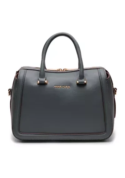 Zip Satchel with Detachable Crossbody Strap