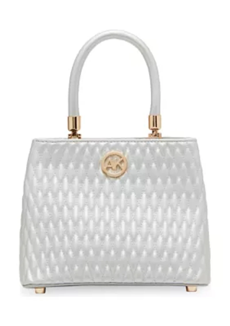 Small Quilted Satchel with Crossbody Strap 
