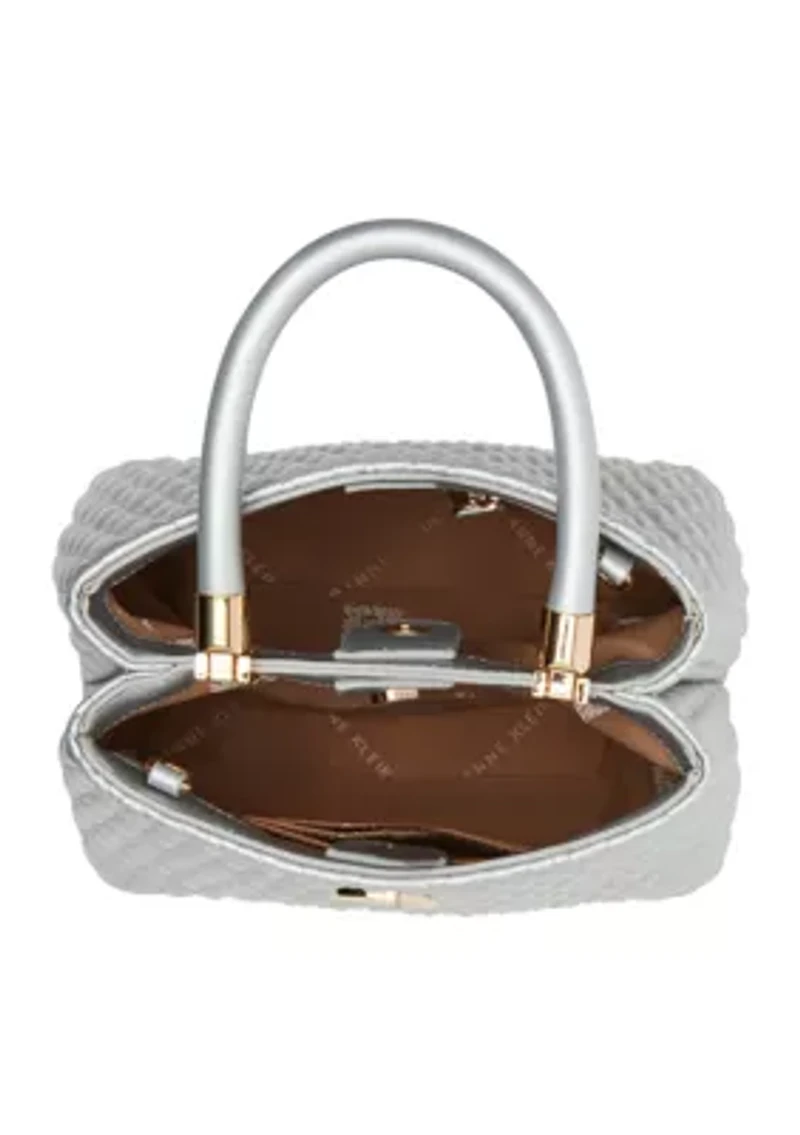 Small Quilted Satchel with Crossbody Strap 