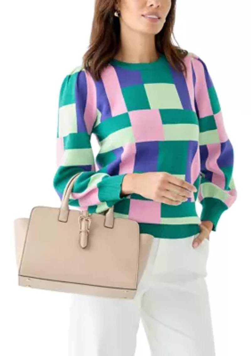 Sculpted Buckle Satchel