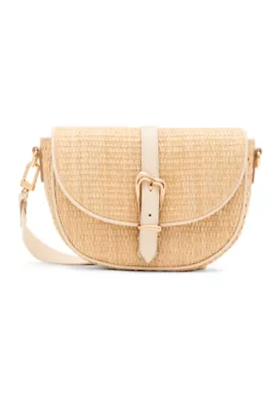 Straw Saddle Bag with Detachable Strap