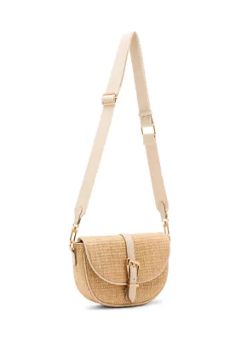 Straw Saddle Bag with Detachable Strap