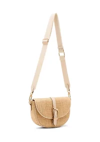 Straw Saddle Bag with Detachable Strap