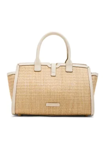 Straw Satchel with Detachable Strap