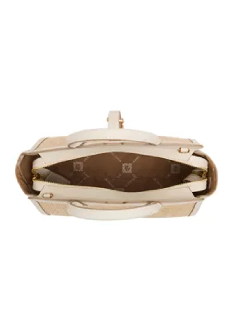 Straw Satchel with Detachable Strap