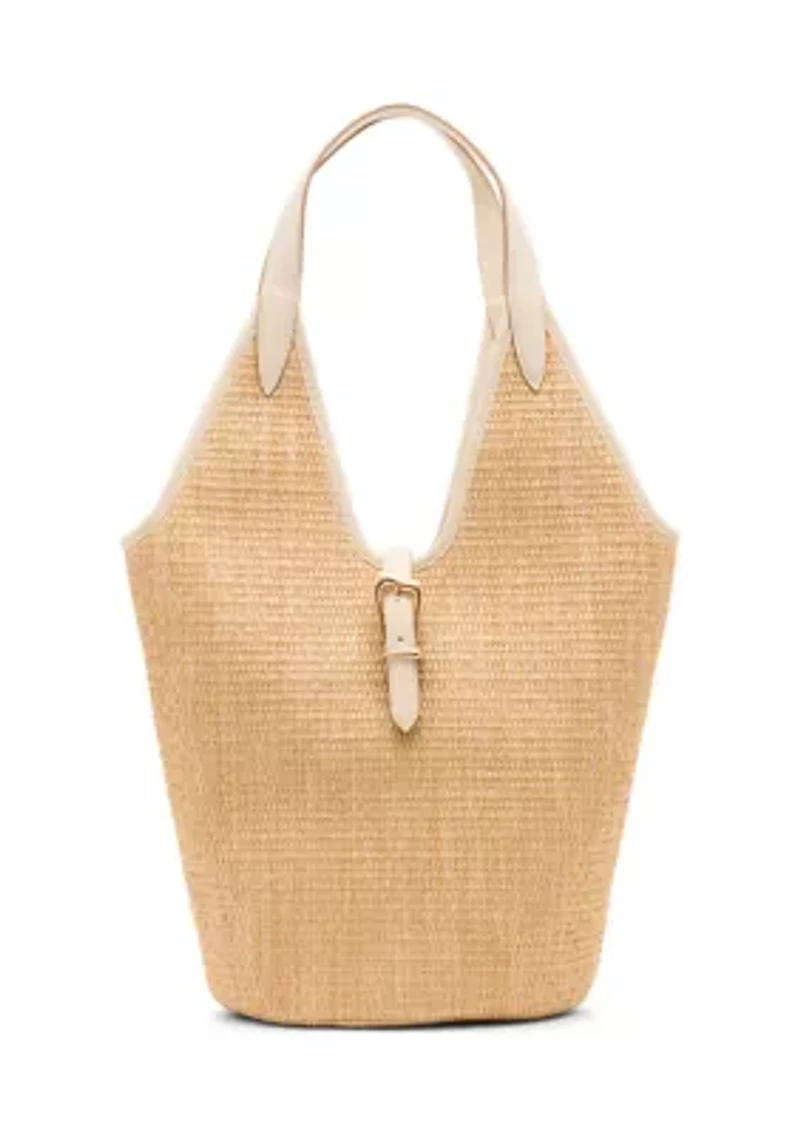 Straw Angular Hobo Bag with Pouch