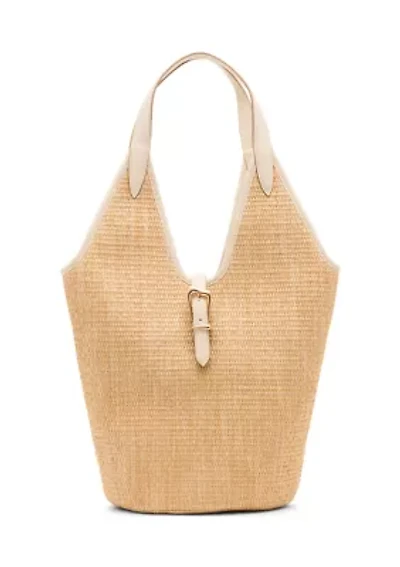 Straw Angular Hobo Bag with Pouch