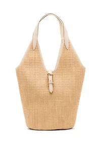 Straw Angular Hobo Bag with Pouch