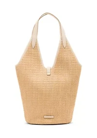 Straw Angular Hobo Bag with Pouch