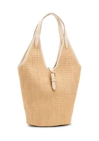 Straw Angular Hobo Bag with Pouch