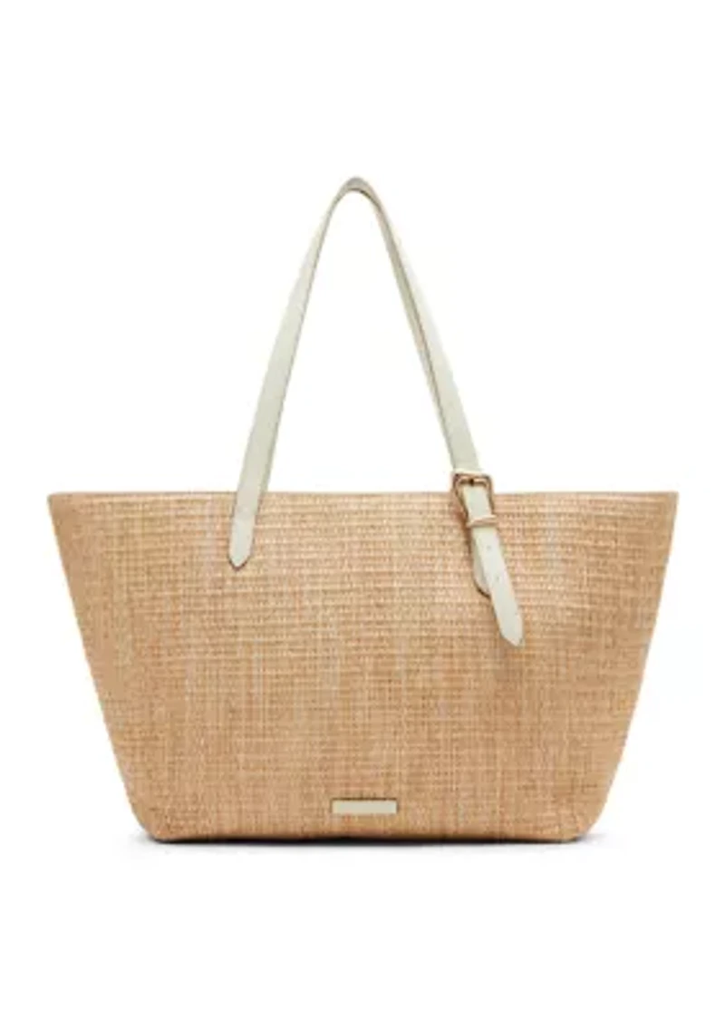Straw Tote with Pouch