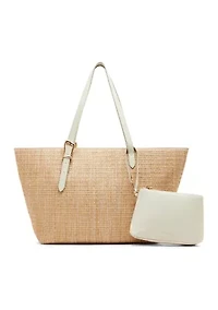Straw Tote with Pouch
