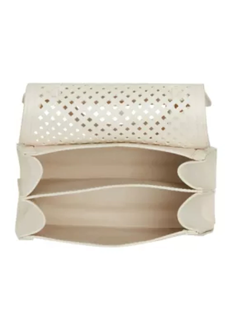 Perforated Flap Top Handle Crossbody