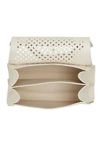 Perforated Flap Top Handle Crossbody