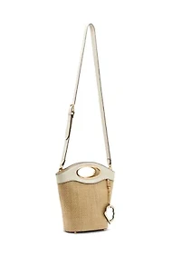 Oval Handle Bucket Bag with Crossbody Strap