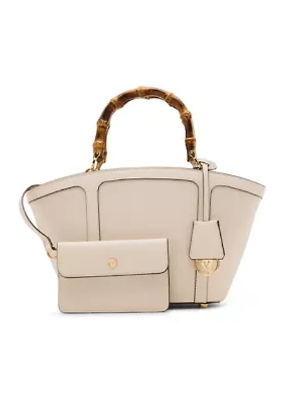 Bamboo Handle Tote with Crossbody Strap