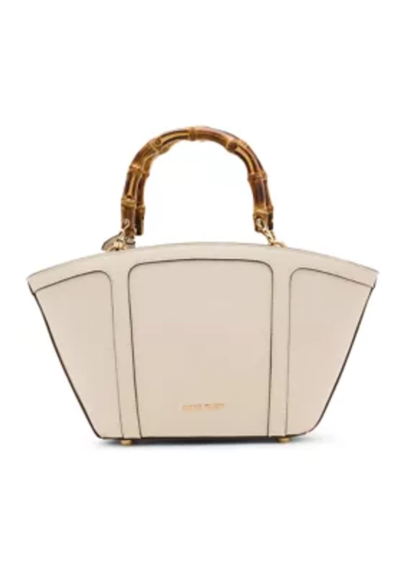 Bamboo Handle Tote with Crossbody Strap