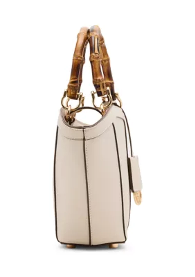 Bamboo Handle Tote with Crossbody Strap