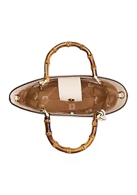 Bamboo Handle Tote with Crossbody Strap