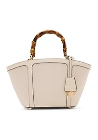 Bamboo Handle Tote with Crossbody Strap