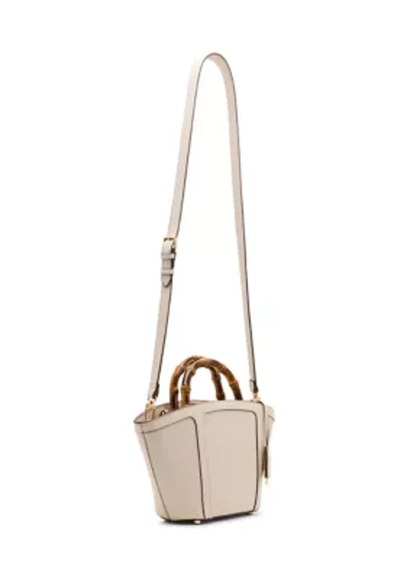 Bamboo Handle Tote with Crossbody Strap