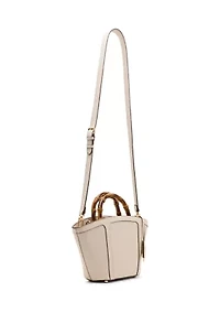 Bamboo Handle Tote with Crossbody Strap