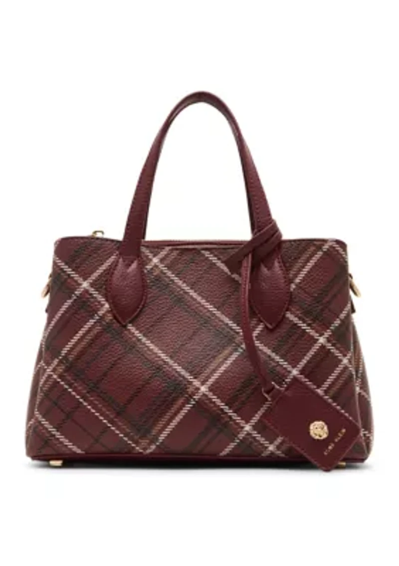 Small Triple Compartment Satchel with Detachable Strap