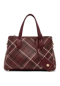 Small Triple Compartment Satchel with Detachable Strap