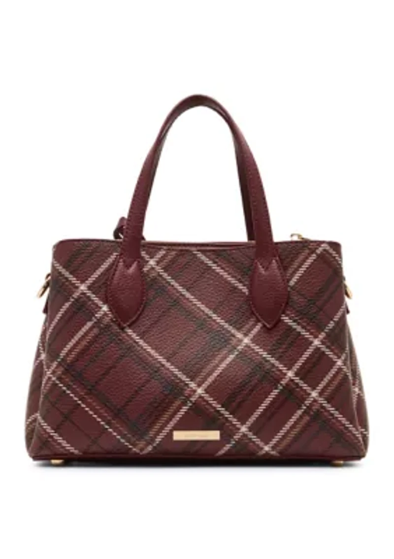 Small Triple Compartment Satchel with Detachable Strap