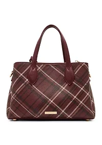 Small Triple Compartment Satchel with Detachable Strap