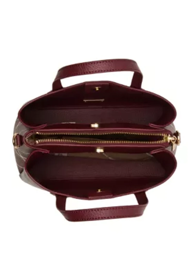 Small Triple Compartment Satchel with Detachable Strap