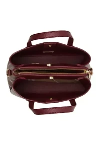 Small Triple Compartment Satchel with Detachable Strap