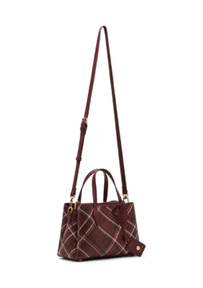 Small Triple Compartment Satchel with Detachable Strap
