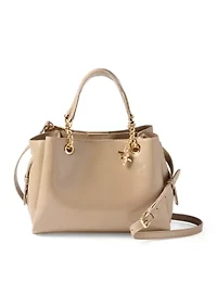 Small Crinkle Patent Small Tote with Detachable Strap