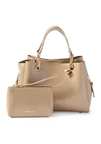 Small Crinkle Patent Small Tote with Detachable Strap