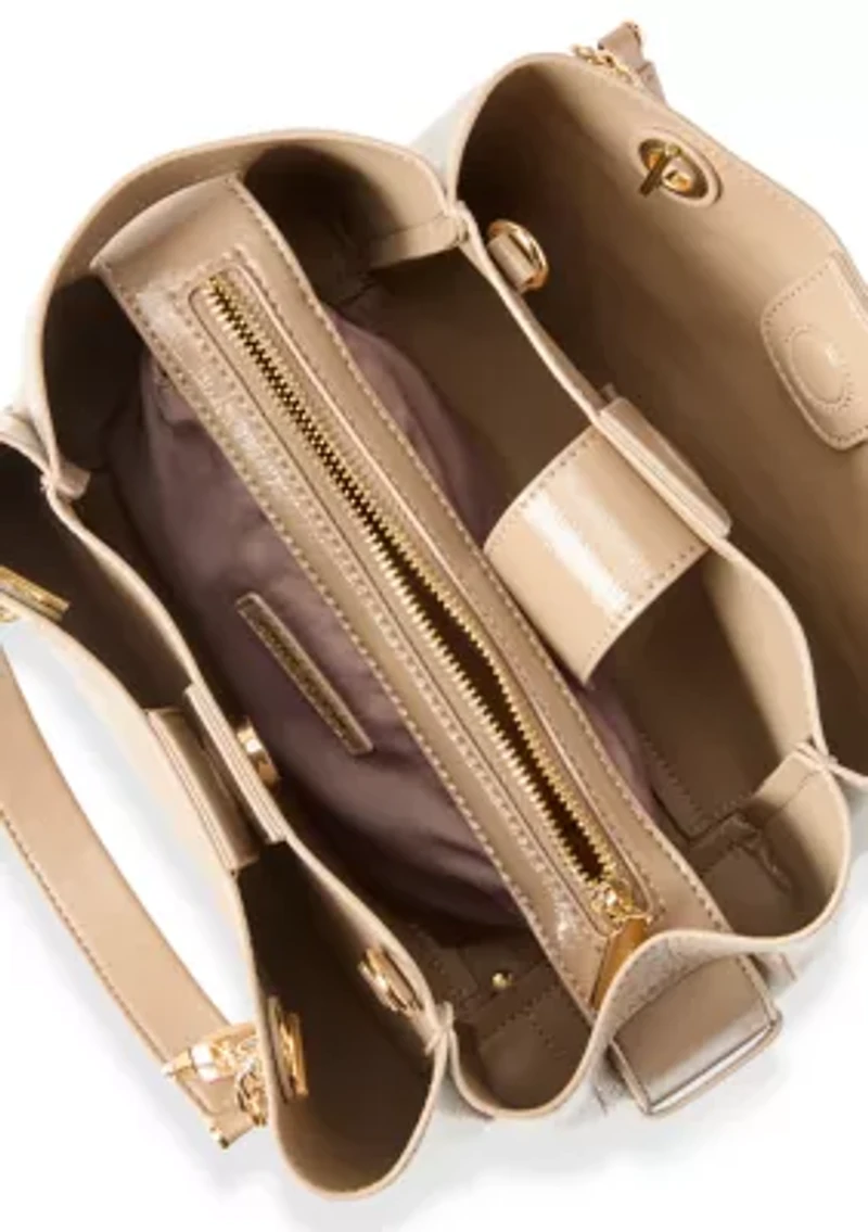 Small Crinkle Patent Small Tote with Detachable Strap