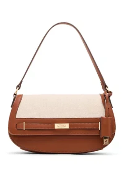 Canvas Colorblock Flap Crossbody Bag
