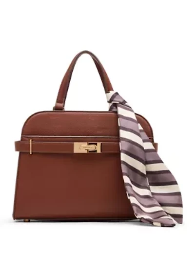 Canvas Colorblock Large Satchel Bag with Strap