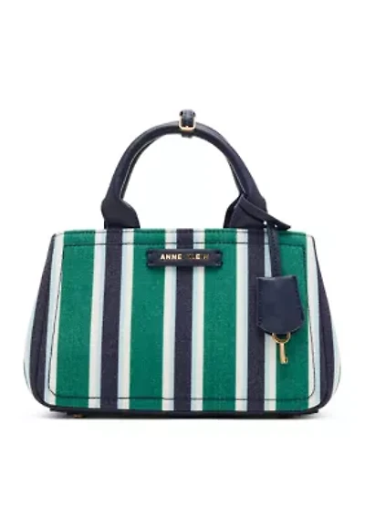 Canvas Small Striped Satchel Bag