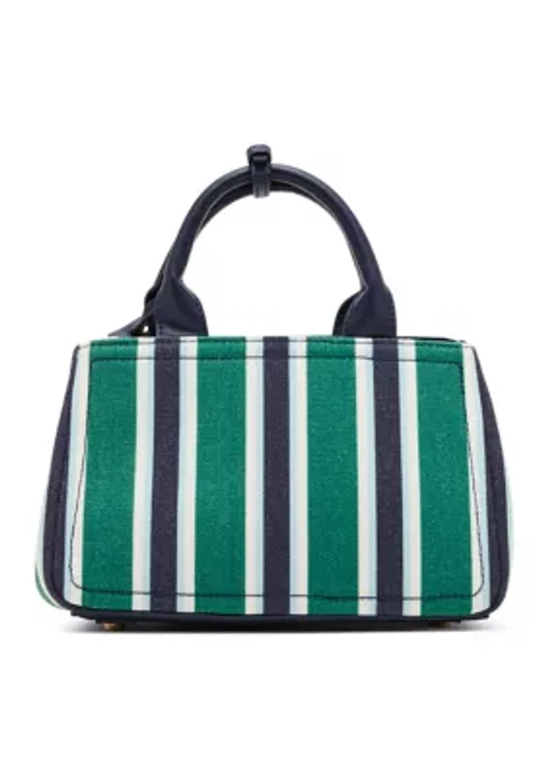Canvas Small Striped Satchel Bag