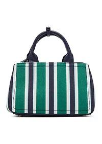 Canvas Small Striped Satchel Bag