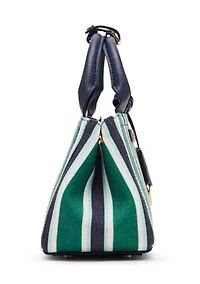 Canvas Small Striped Satchel Bag