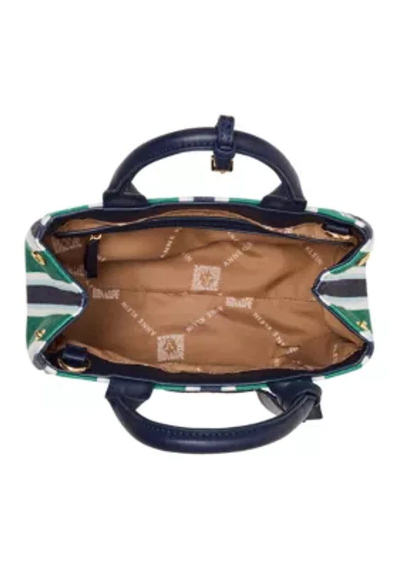 Canvas Small Striped Satchel Bag