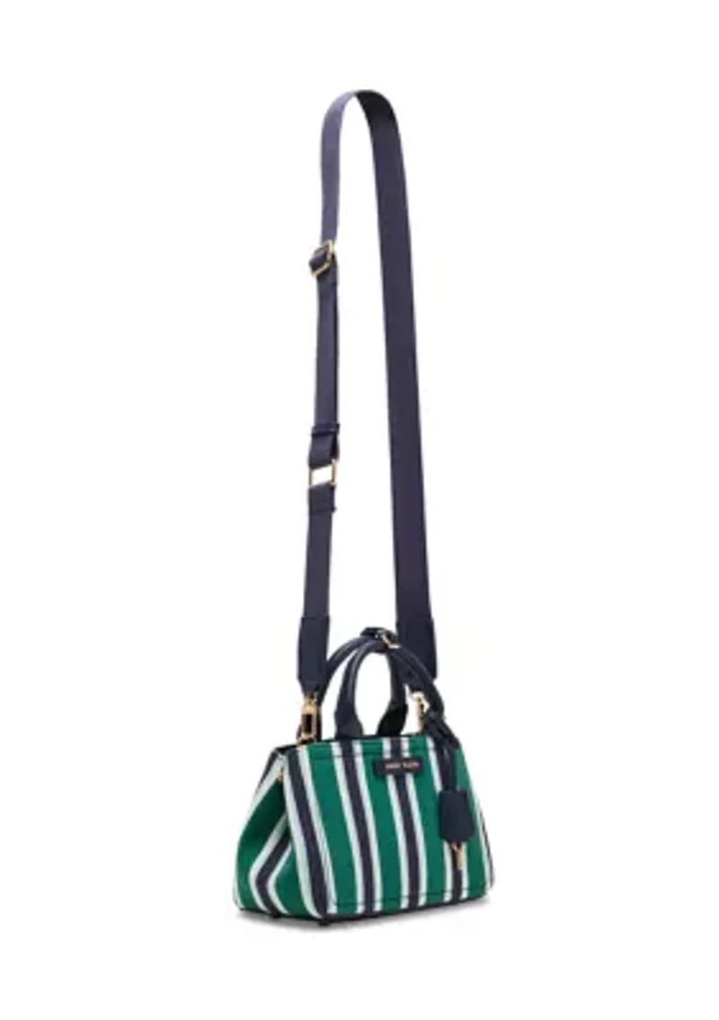Canvas Small Striped Satchel Bag