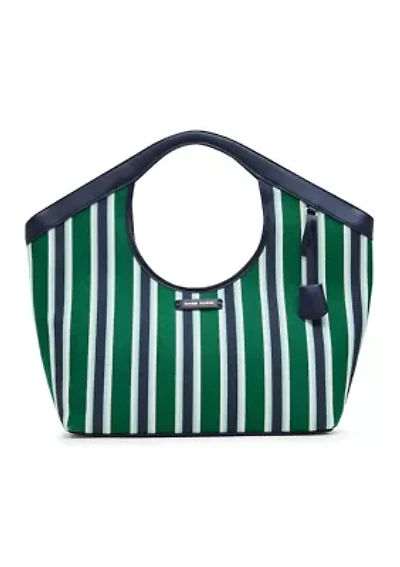 Canvas Striped Large Tote Bag with Strap